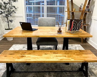 Solid Hardwood Dining Room Table | Slab | Solid Wood Dinner Table | Family Table | Desk | Large Size