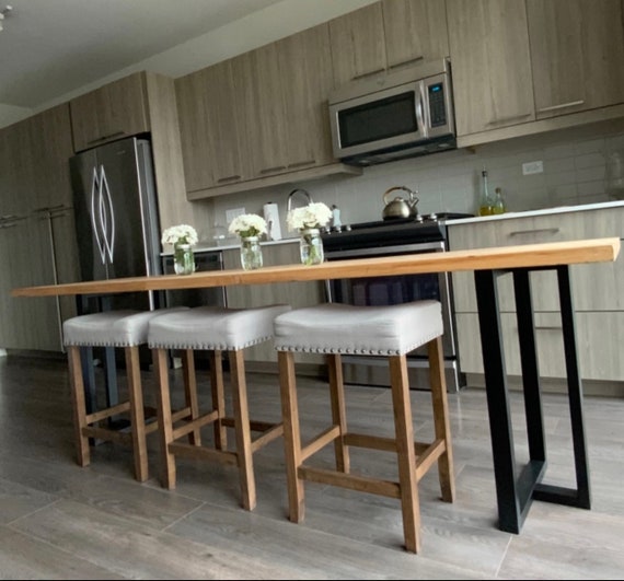 Wood Breakfast Bar Heavy Duty Table Walnut or Natural Color