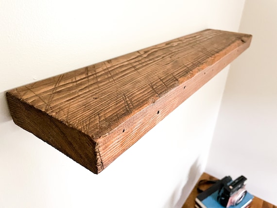 Rustic Reclaimed Floating Shelf shelves Pantry Shelves Rough Sawn