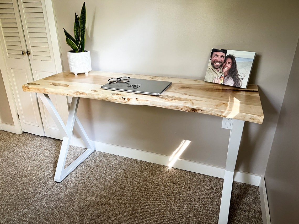 Live Edge Desk Maple Computer Desk Metal Legs Maple or Etsy