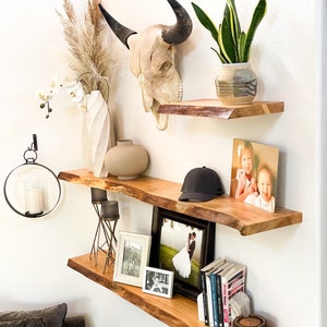 Rustic Live Edge Floating Shelf/shelves | Pantry shelves | Bathroom & Kitchen Shelf/shelves | Book Shelf | Wood Shelf Shelves |