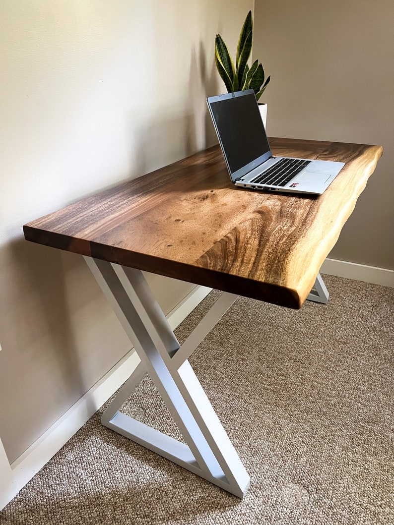 Live Edge Wood Desk Heavy Duty Table Live Edge Walnut Slab Etsy