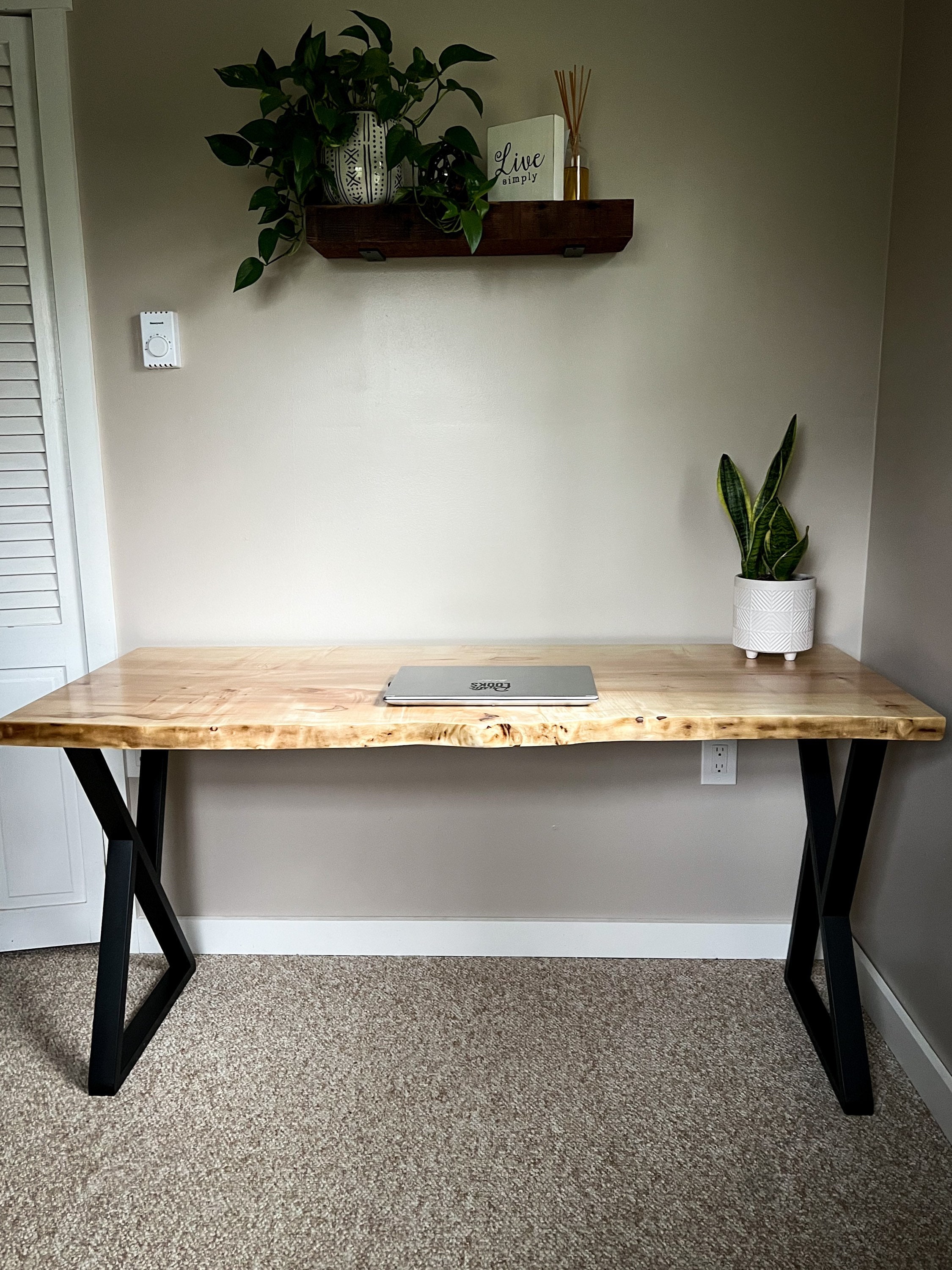 Live Edge Desk Maple Computer Desk Metal Legs Maple or Etsy