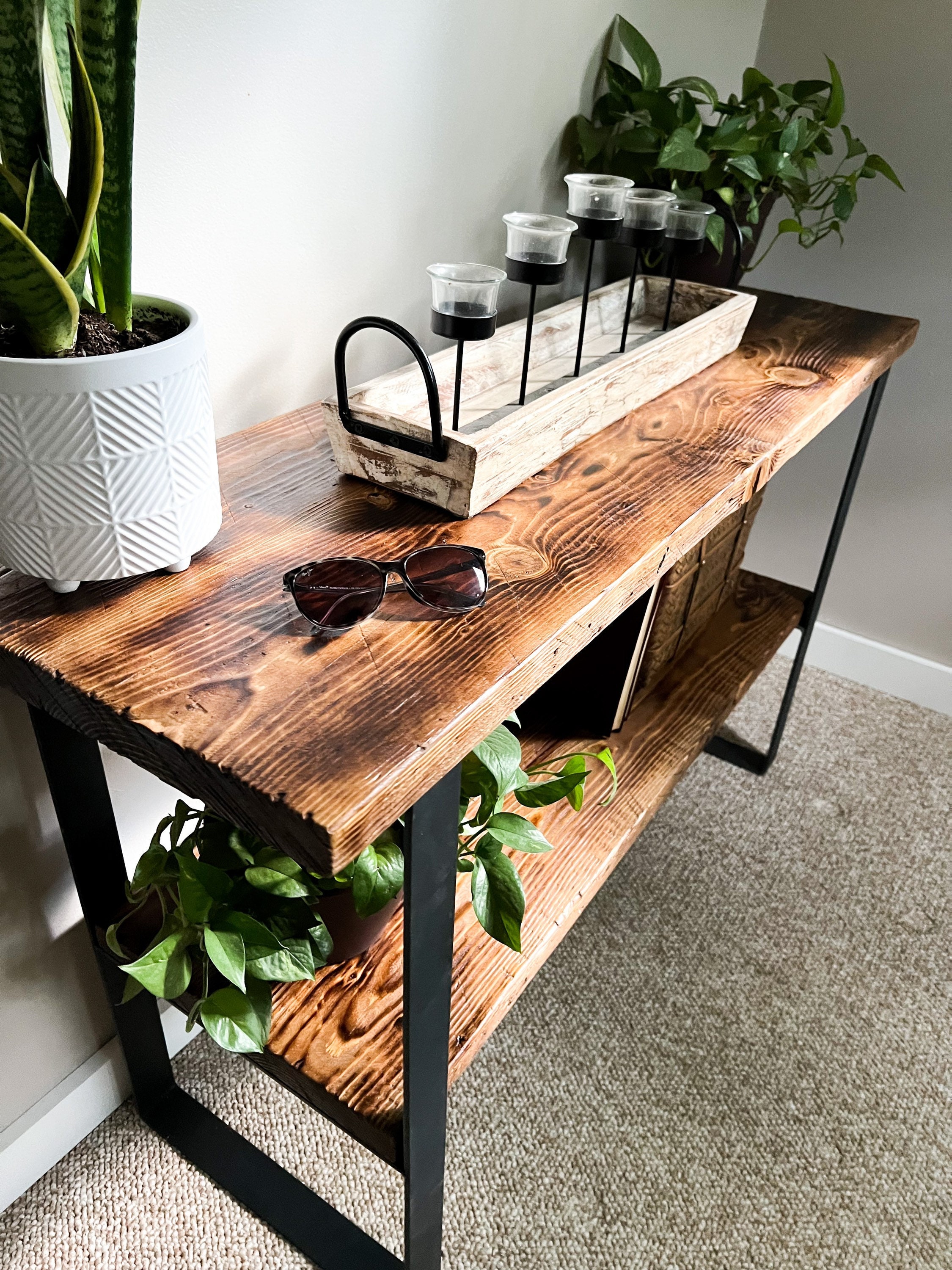 Rustic Reclaimed Wood Console Table With Shelf Hallway Table - Etsy