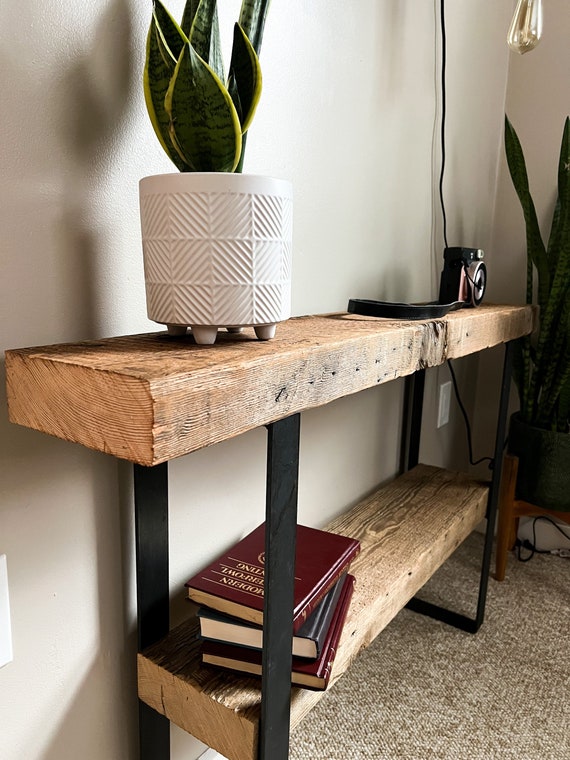 Rustic Reclaimed Wood Console Table With Shelf Hallway Table - Etsy
