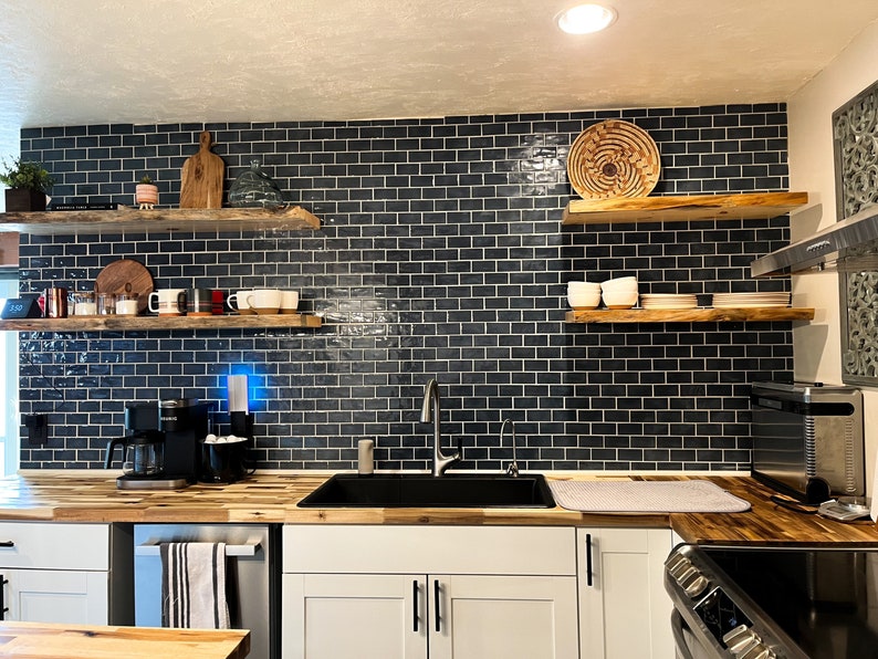 Rustic Live Edge Floating Shelf/shelves Pantry Shelves Etsy