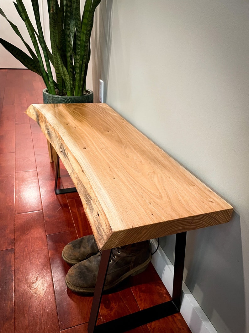 Entryway Bench Live Edge Entryway Bench Dining Room Wood Etsy