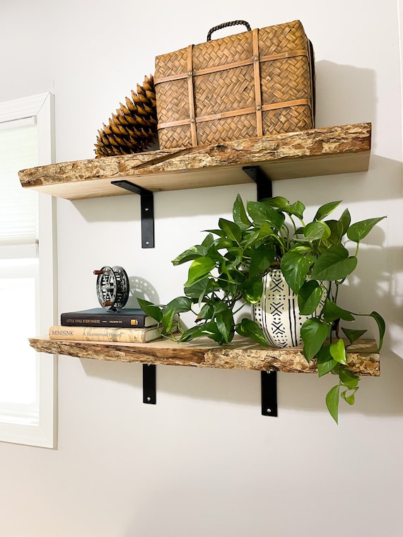 Rustic Live Edge Floating Shelf/shelves Pantry Shelves Bathroom