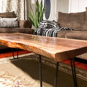 Live Edge Wood Coffee Table | Black Walnut | Farmhouse Coffee