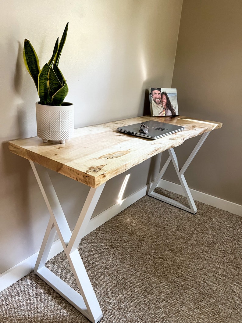 Live Edge Desk Maple Computer Desk Metal Legs Maple or Etsy