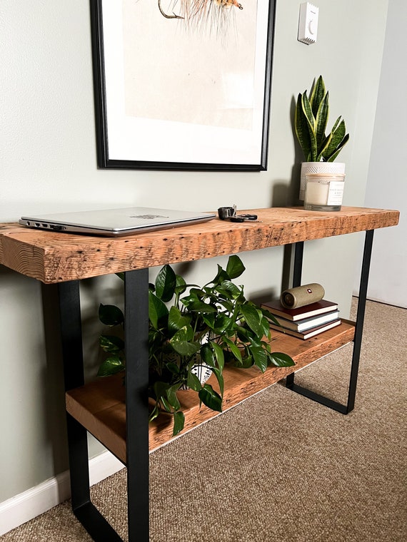 Rustic Reclaimed Wood Console Table With Shelf Hallway Table | Etsy