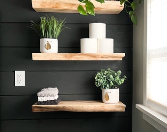 Rustic Live Edge Floating Shelf/shelves | Pantry shelves | Bathroom & Kitchen Shelf/shelves | Book Shelf | Wood Shelf Shelves |