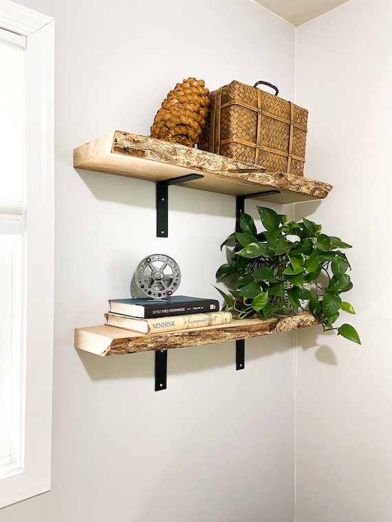 Rustic Live Edge Floating Shelf/shelves Pantry Shelves Bathroom