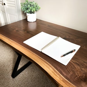 Live Edge Desk | Walnut Computer Desk | Metal Legs | Slab Desk | Modern Desk | Custom Desk | Solid Wood Desk |