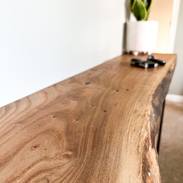 Live Edge Console Table | Hallway Table | Sofa Table | Entry Foyer Table | Rustic Mid Century Modern Farmhouse Table