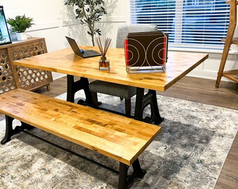Solid Hardwood Dining Room Table | Slab | Solid Wood Dinner Table | Family Table | Desk | Large Size