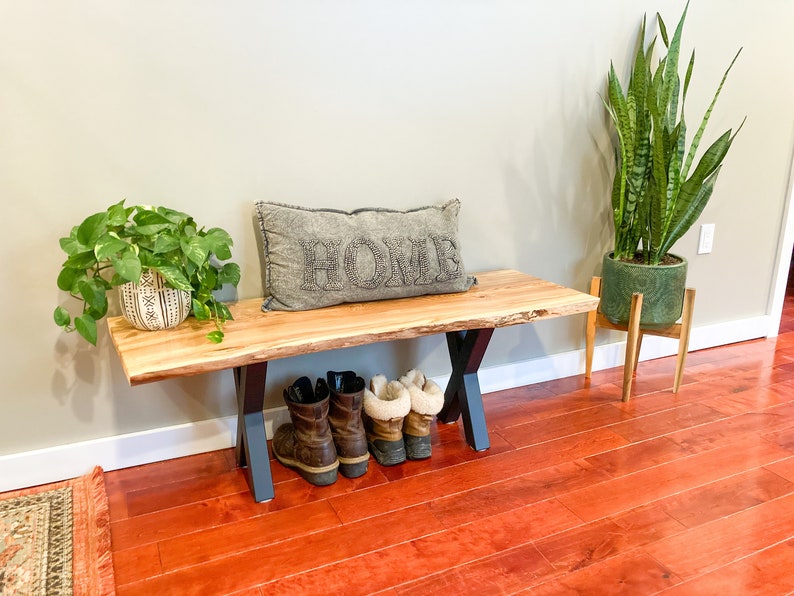 Entryway Bench Live Edge Entryway Bench Dining Room Wood Etsy