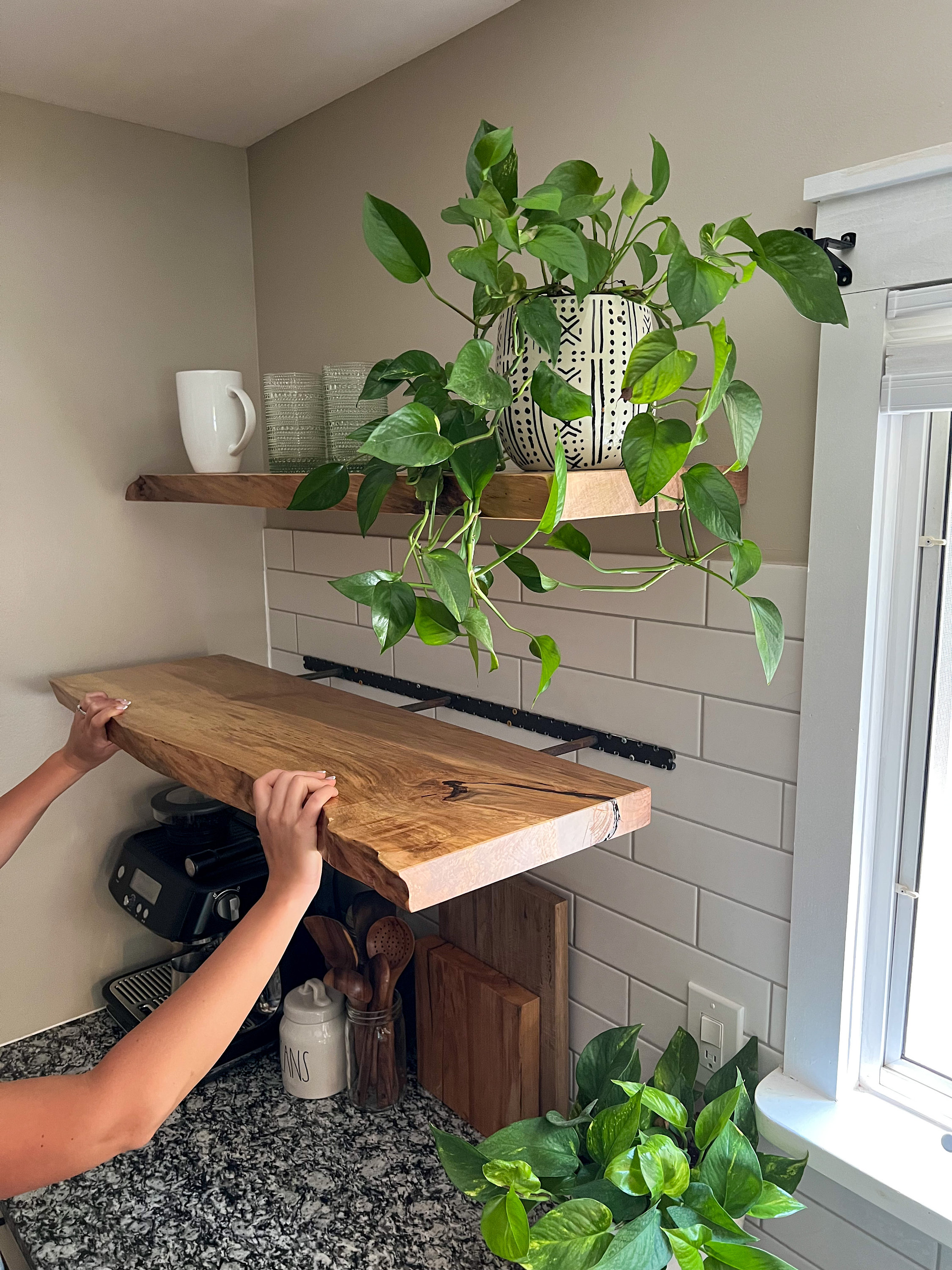 Rustic Maple Live Edge Floating Shelf/shelves | Pantry Shelves