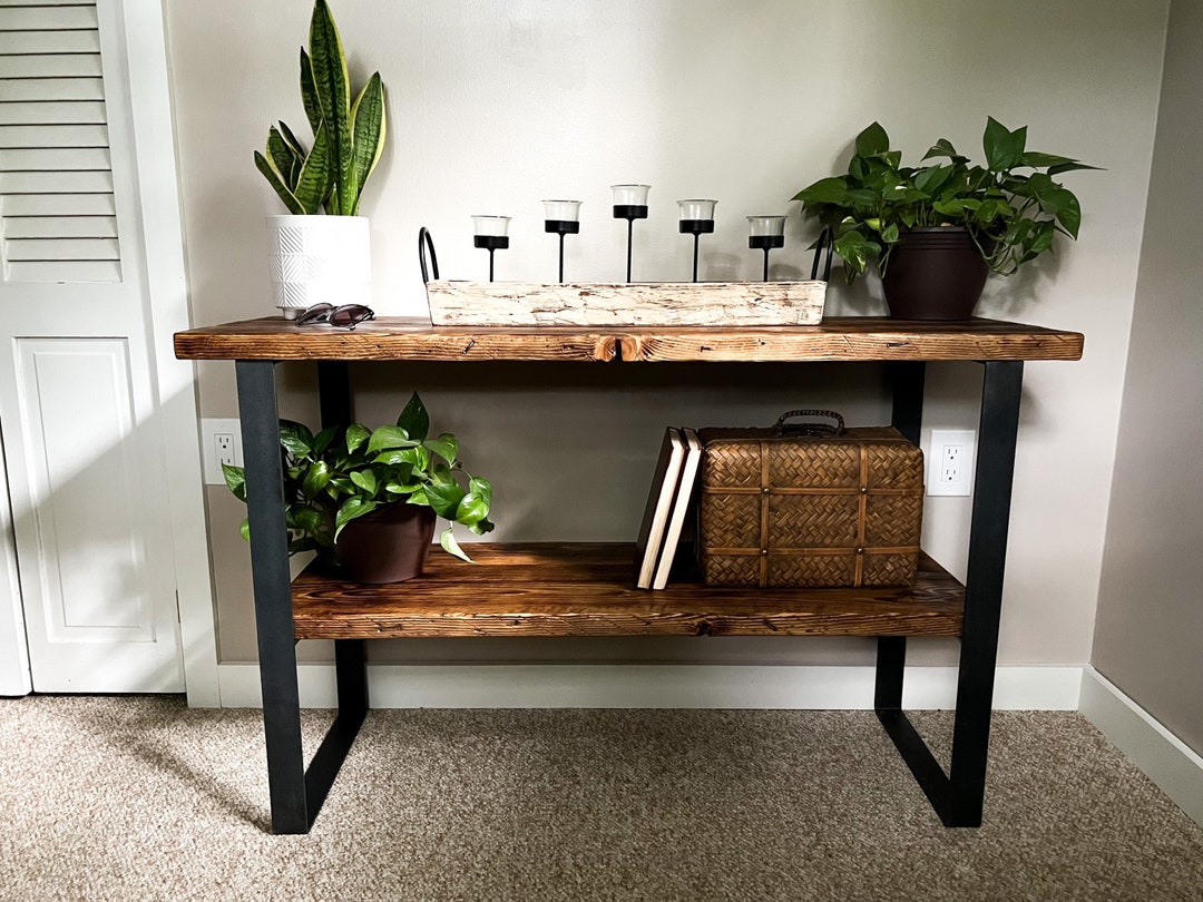 Rustic Reclaimed Wood Console Table With Shelf | Hallway Table | Sofa ...