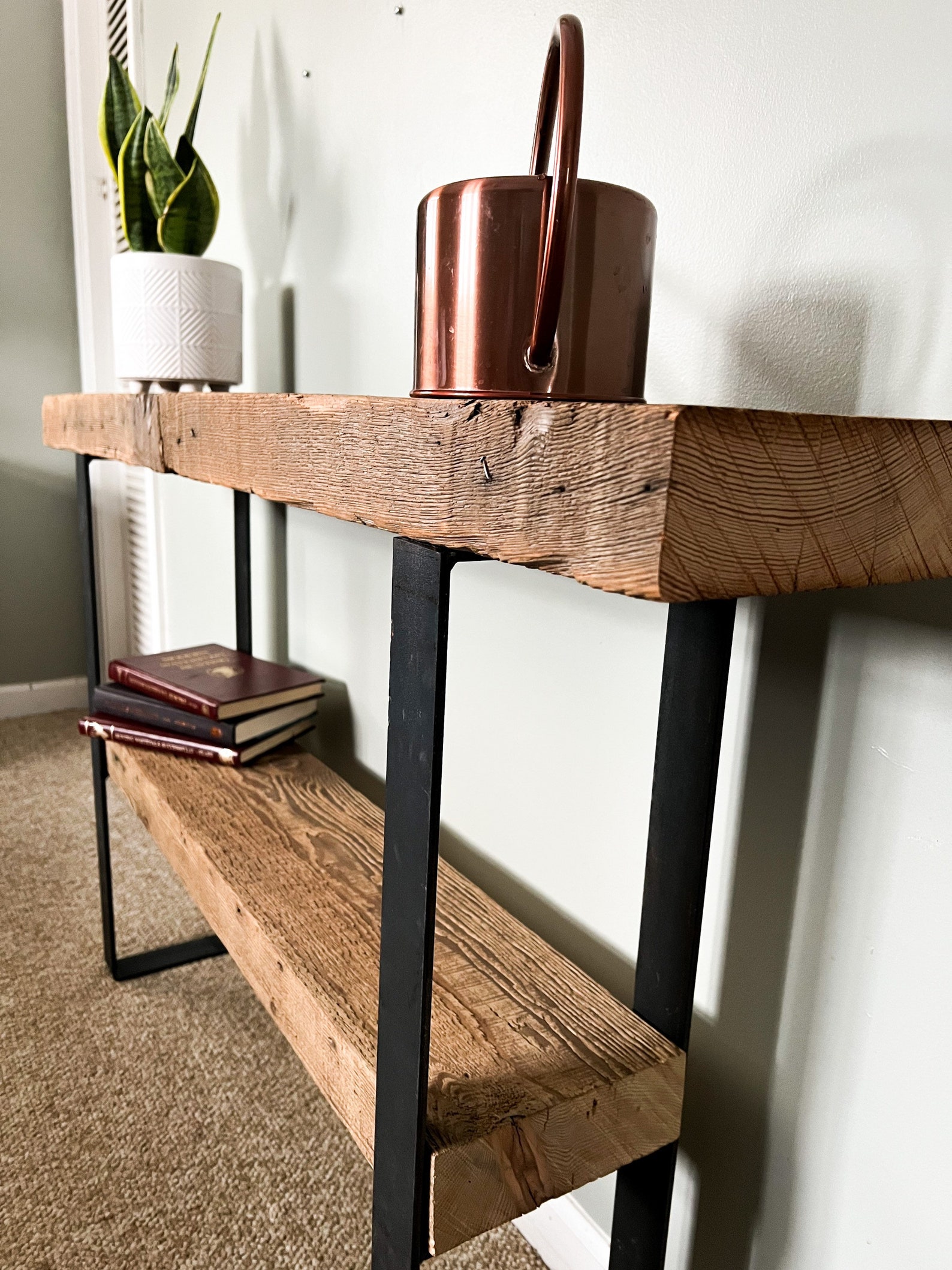 Rustic Reclaimed Wood Console Table With Shelf Hallway Table - Etsy
