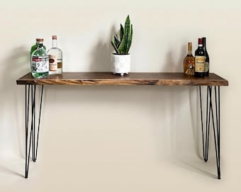 Live Edge Bar Table Top | Console Table | Hallway Table | Sofa Table | Entry Foyer Table | Rustic Mid Century Modern Farmhouse Table