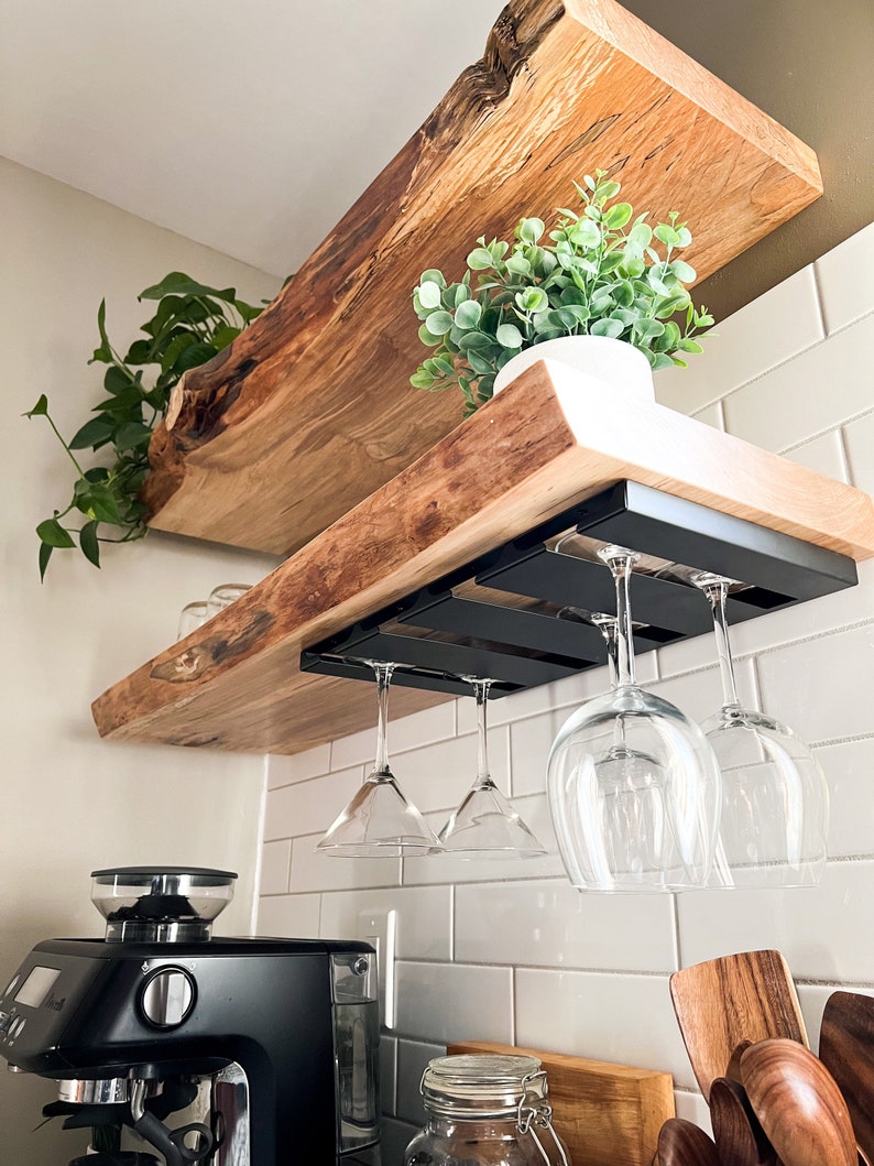 Rustic Live Edge Floating Shelf/shelves Pantry Shelves Etsy