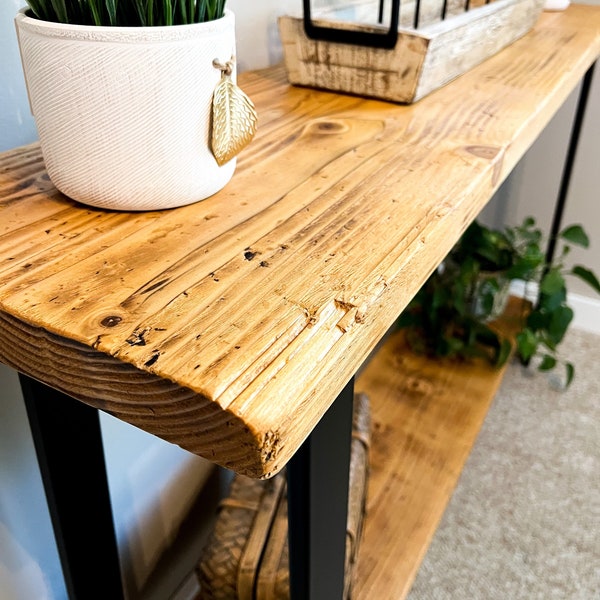 Rustic Reclaimed Wood Console Table “A” frame legs w/ shelf | Hallway Table | Sofa Table | Entry Foyer Table | Mid Century Modern Farmhouse