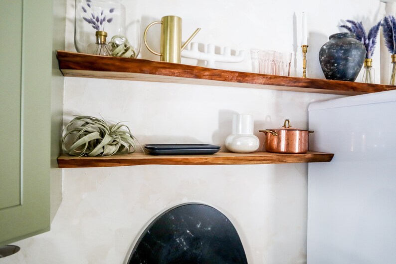 Rustic Live Edge Floating Shelf/shelves Pantry Shelves Etsy