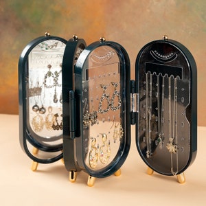 Jewellery Organiser Box Jewelry Display Folding Case with Mirror