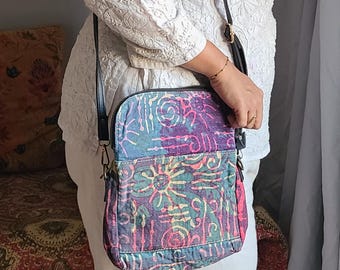 Indigo Kantha Cotton Sling Bag, Eco Friendly Patchwork