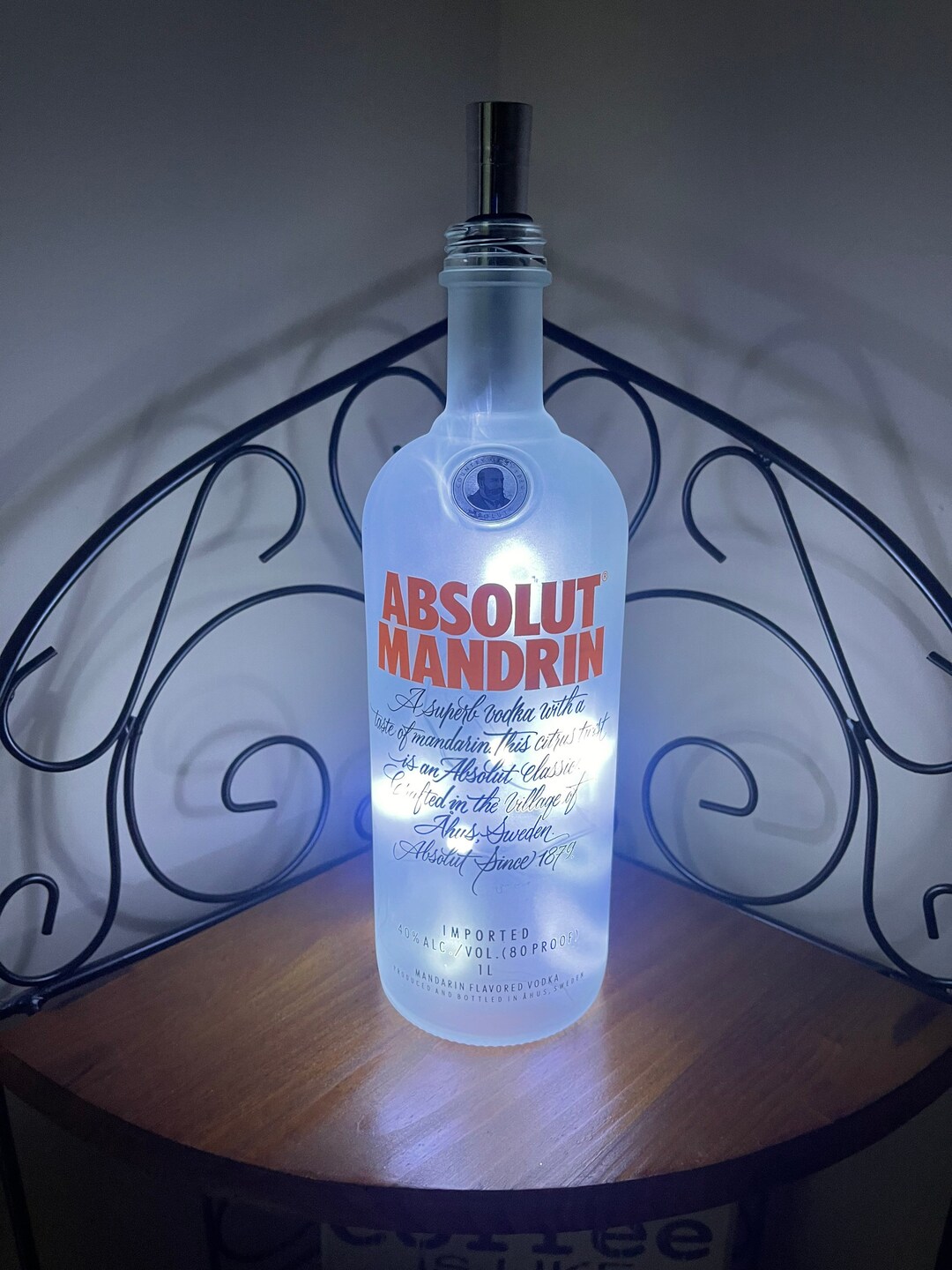Absolut Frosted Bottle With Lights Etsy