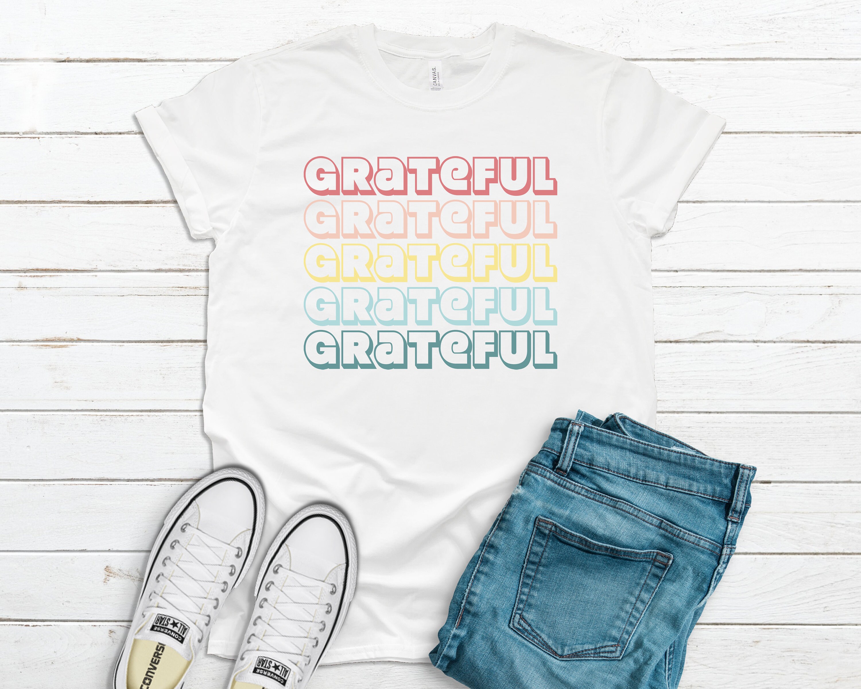 Retro Thanksgiving Tee, Vintage Grateful Tee, Grateful Tee, Shirt for Women, Shirt for Mom, Thankful, Grateful, Blessed, Graphic Tee