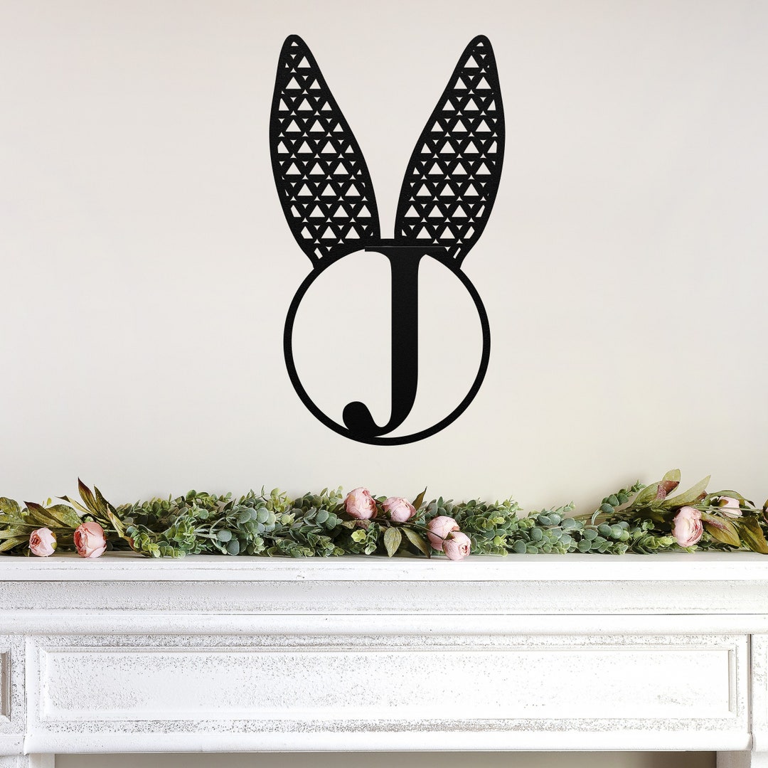 Cute Rabbit Ears Monogram Sign ~ Metal Porch Sign | Front Door Sign ...