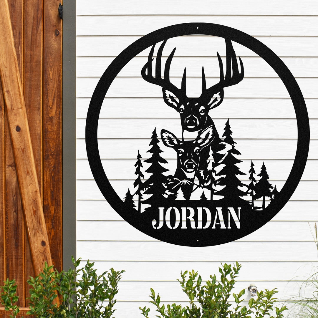 Deer Rack Sign Hunting Deer Monogram ~ Metal Porch Sign | Metal Gate Sign | Farm ...