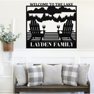 Welcome To The Lake Custom Name Sign ~ Metal Porch Sign - Outdoor Sign - Front Door Sign - Metal Lake Sign - Lake House
