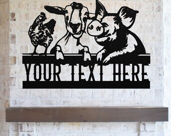 Silly Farm Animals Custom Metal Sign - Metal Porch Sign | Personalized Metal Sign | Custom Porch | Personalized Farm Sign