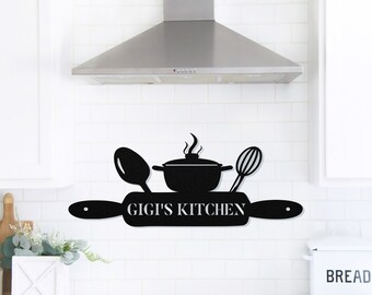 Custom Gigi's Kitchen ~ Outdoor Metal Sign, Metal Sign, Wedding Gift,  Personalized Metal Sign, Gift For Couple, Metal Wall Art