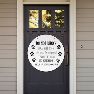 Do Not Knock Dogs Will Bark ~ Custom Porch Sign | Metal Porch Sign | Custom Pet Owner Gifts | Personalized Metal Sign