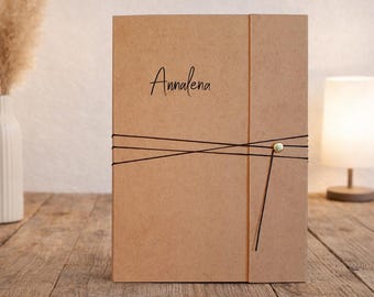 Personalized notebook with cover & lacing / handmade stationery / individual diary or journal **special gifts**