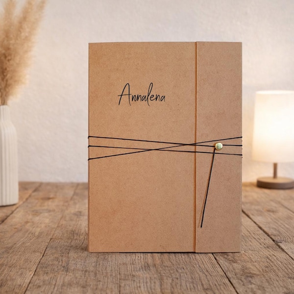 Personalized notebook with cover & lacing / handmade stationery / individual diary or journal **special gifts**