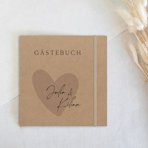 Libro degli ospiti personalizzato per matrimoni, battesimi o consacrazioni giovanili, copertina quadrata in carta kraft, pagine interne 160g bianche con rilegatura ad anelli