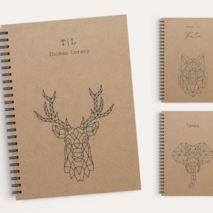 Carnet A5 personnalisé avec reliure à anneaux, bloc-notes avec animaux géométriques, cadeaux spéciaux