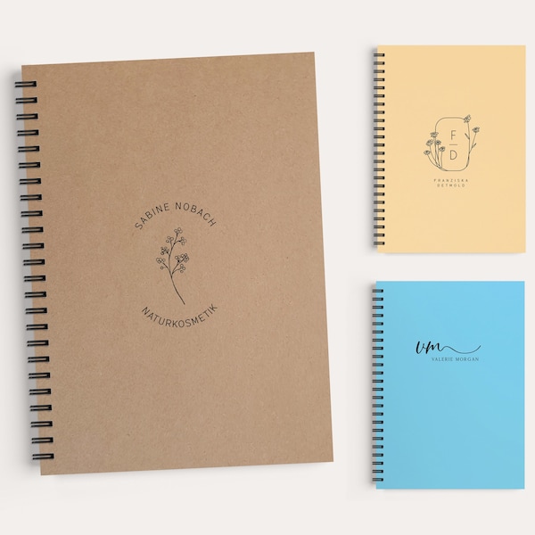Notizbuch personalisiert mit Monogramm und Ringbindung, Innenseiten Punktraster, Farbe frei wählbar ** personalisierte Geschenke **