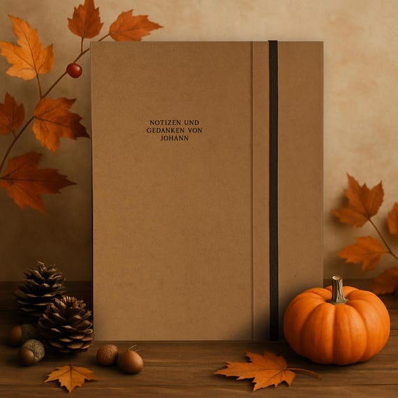 Personalized notebook journal with cover and elastic band, individual diary, handmade with ring binding *personalized gift*