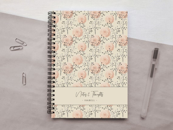 Personalized Vintage Journal Diary Notebook • Rose Floral • Handmade Book • Gift for Wedding, Girlfriend, Birthday