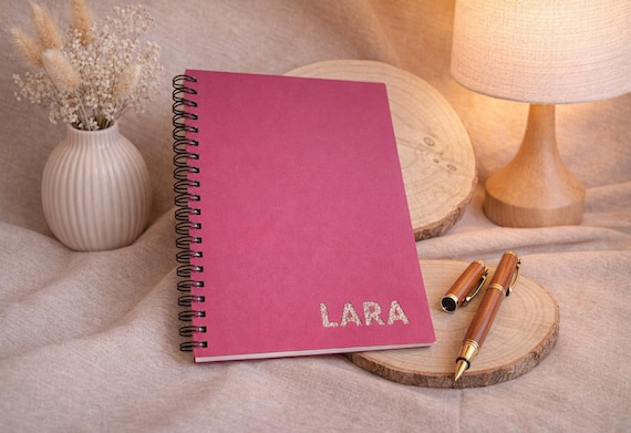 Personalized notebook with glitter • handmade • ring bound • stylish journal with name *individual gifts*
