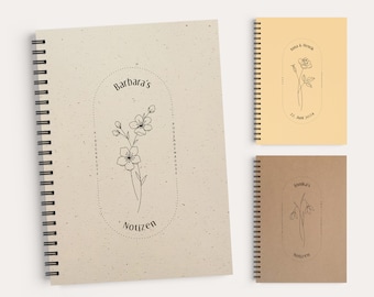 May include: Three brown and beige spiral bound notebooks with floral illustrations and the text "Notizen" on the front. The notebooks are labeled "Barbara's", "Anna & Henrik", and "Amnika's".