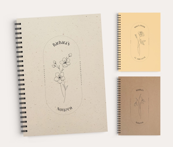 Birthday notebook with birth flower for each month | 120 pages, many cover colors *special gift*