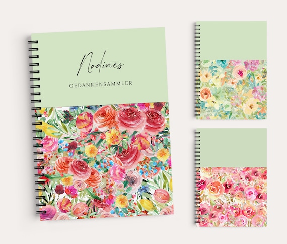 Personalized A5 notebook • handmade diary or journal • flower cover *special gifts*