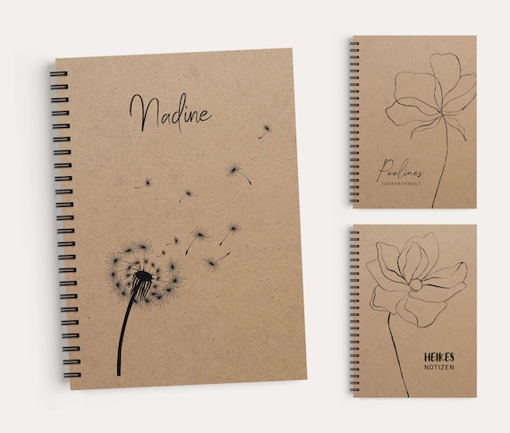 Personalized Journal / Diary / Notebook • Floral • Gift for girlfriend, school, wedding, birthday • handmade & special